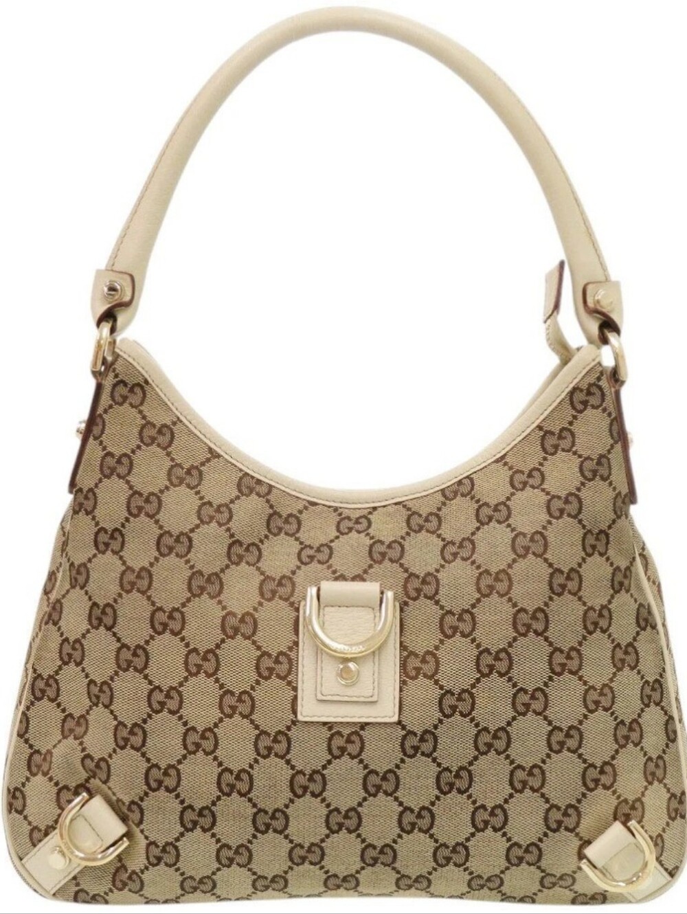 Gucci GG Dark Beige Abby D Ring Hobo Bag EUC